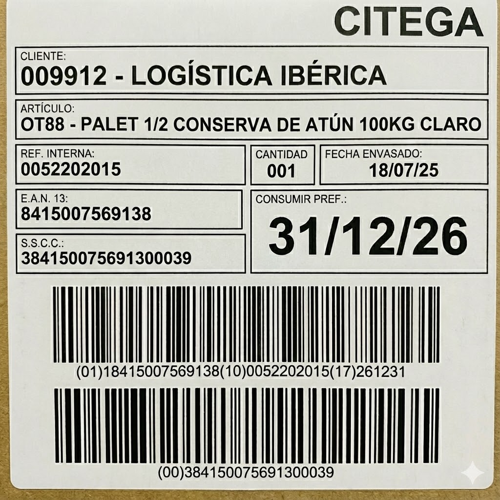 Etiqueta EAN Completa con Códigos de Barras y QR